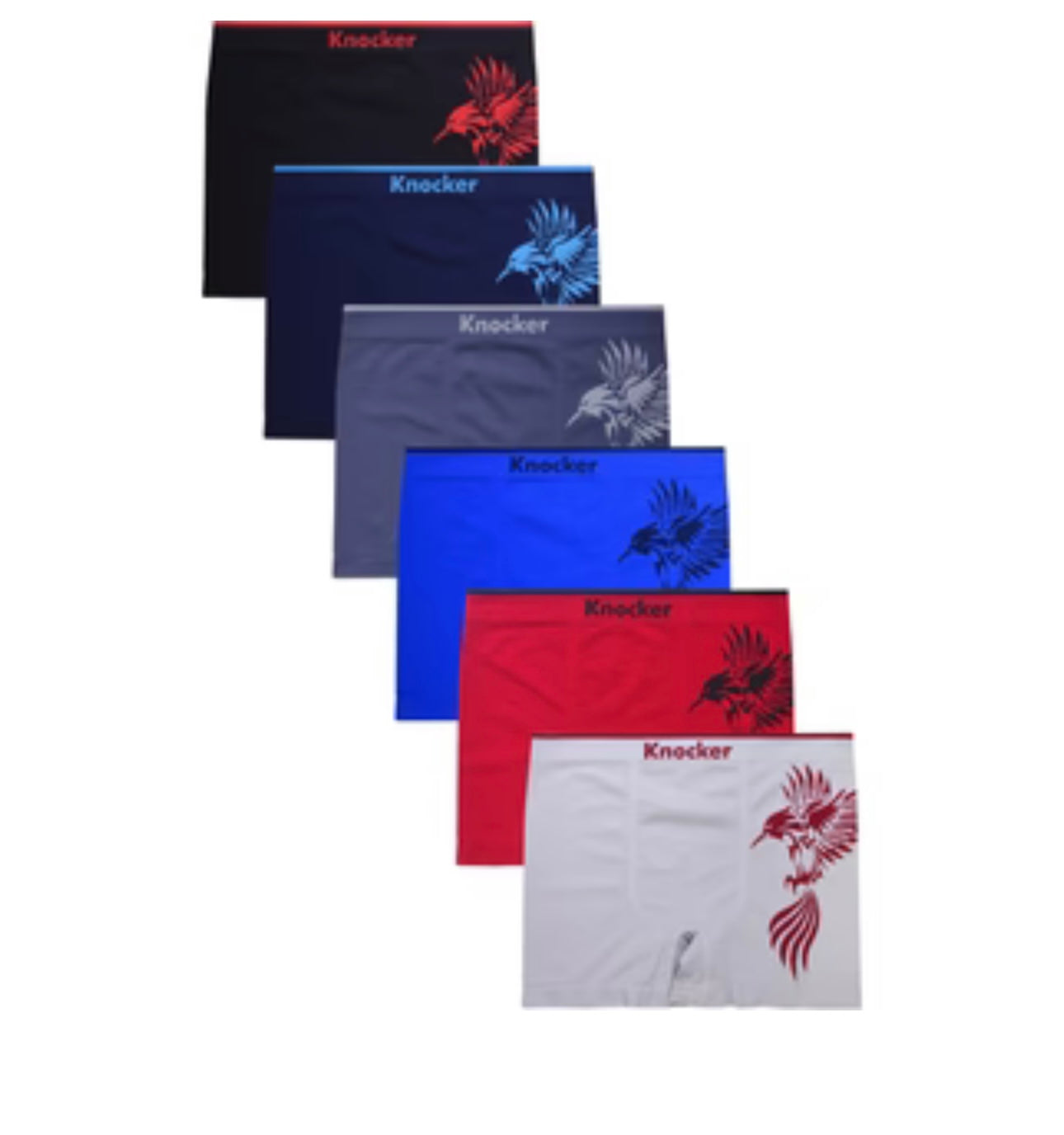Knocker Men's Seamless Boxer Brief Stretchable Underwear 6 pcs, Assorted Colors
