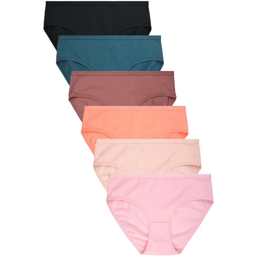 Women's Essentials PACK OF 6 Assorted Blended Fabric Solid or Lace Bikini Panties