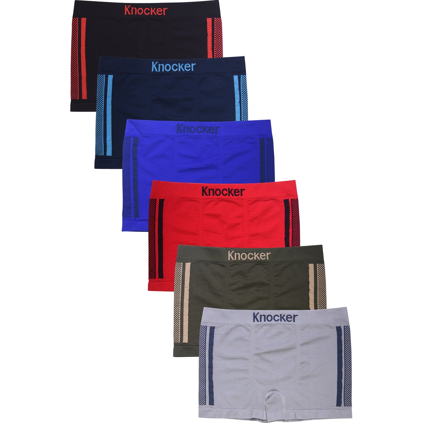 Knocker Junior Seamless Nylon Boxer Brief Underwear 6-Pack One Size Assorted Color