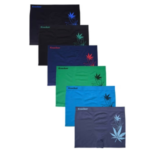 Knocker Men's Seamless Boxer Brief Stretchable Underwear 6 pcs, Assorted Colors