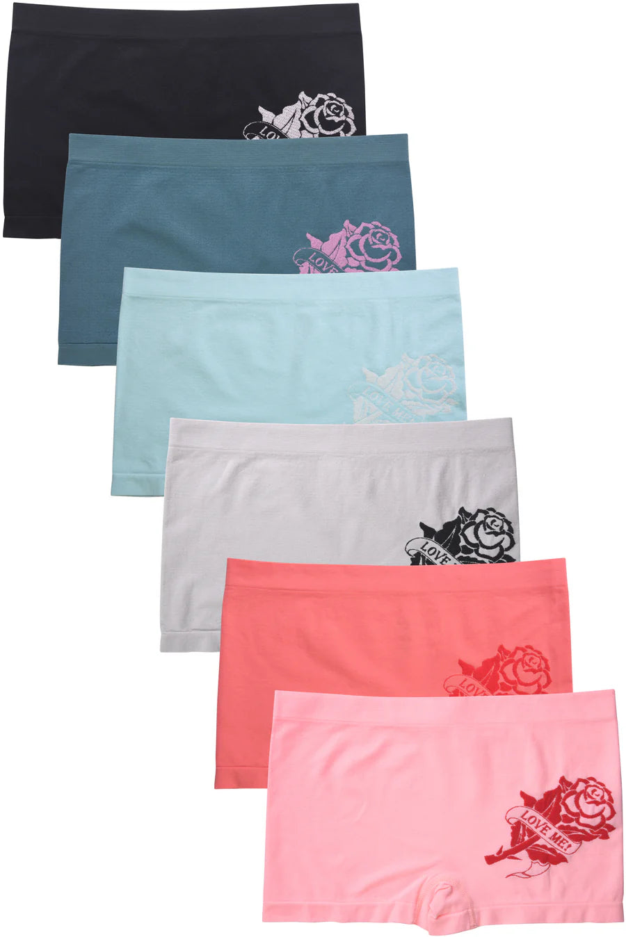 Women's Essentials PACK OF 6 Assorted Blended Fabric Solid or Lace Boyshort Panties