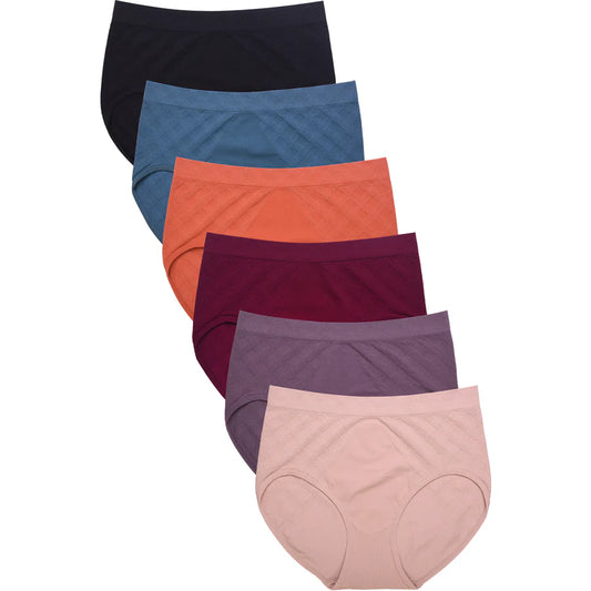 Women's Essentials PACK OF 6 Assorted Blended Fabric Solid or Lace Brief Panties