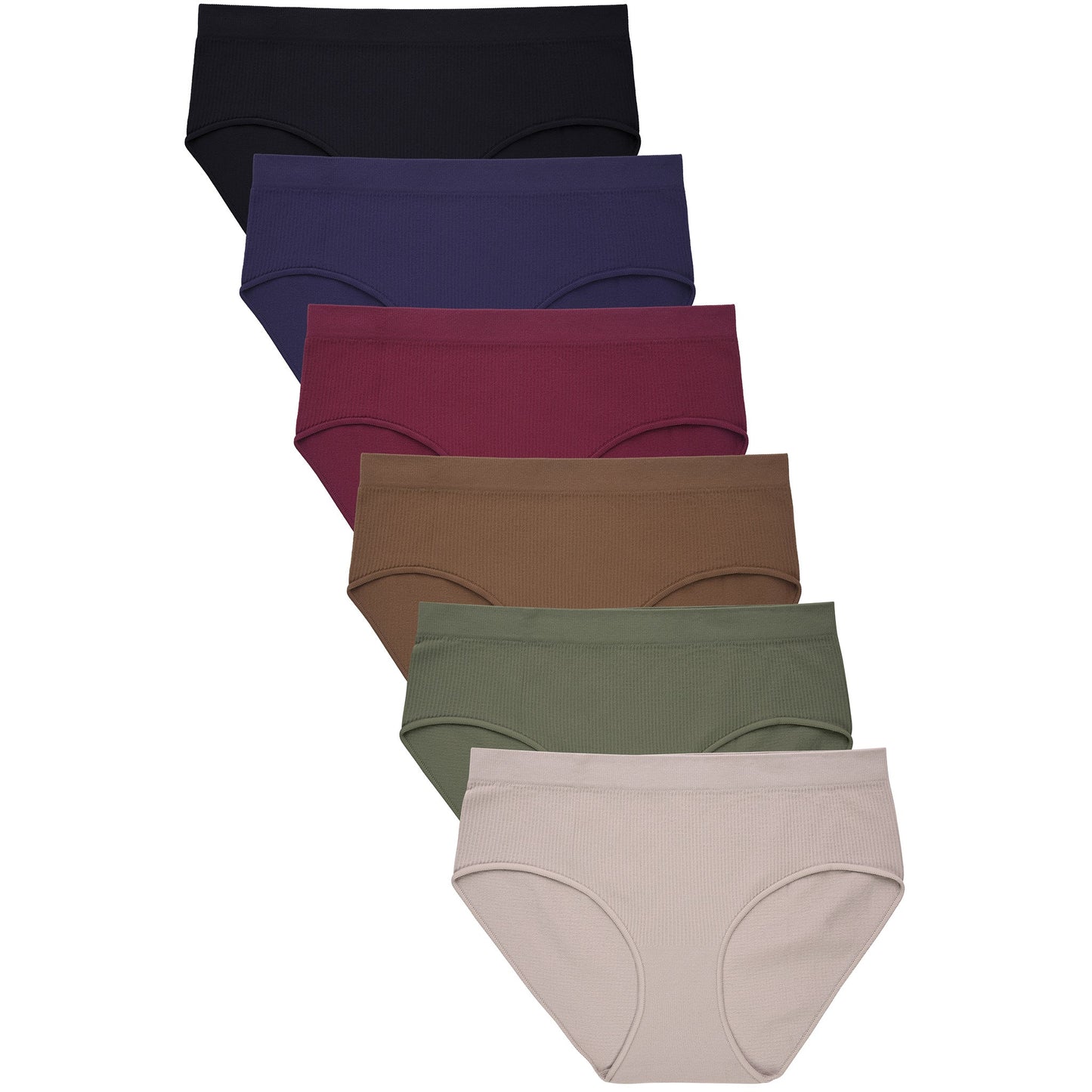 SOFRA LADIES SEAMLESS RIBBED BIKINI PANTY 6PACK