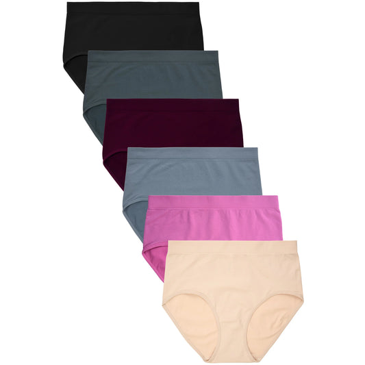 Women's Essentials PACK OF 6 Assorted Blended Fabric Solid or Lace Brief Panties