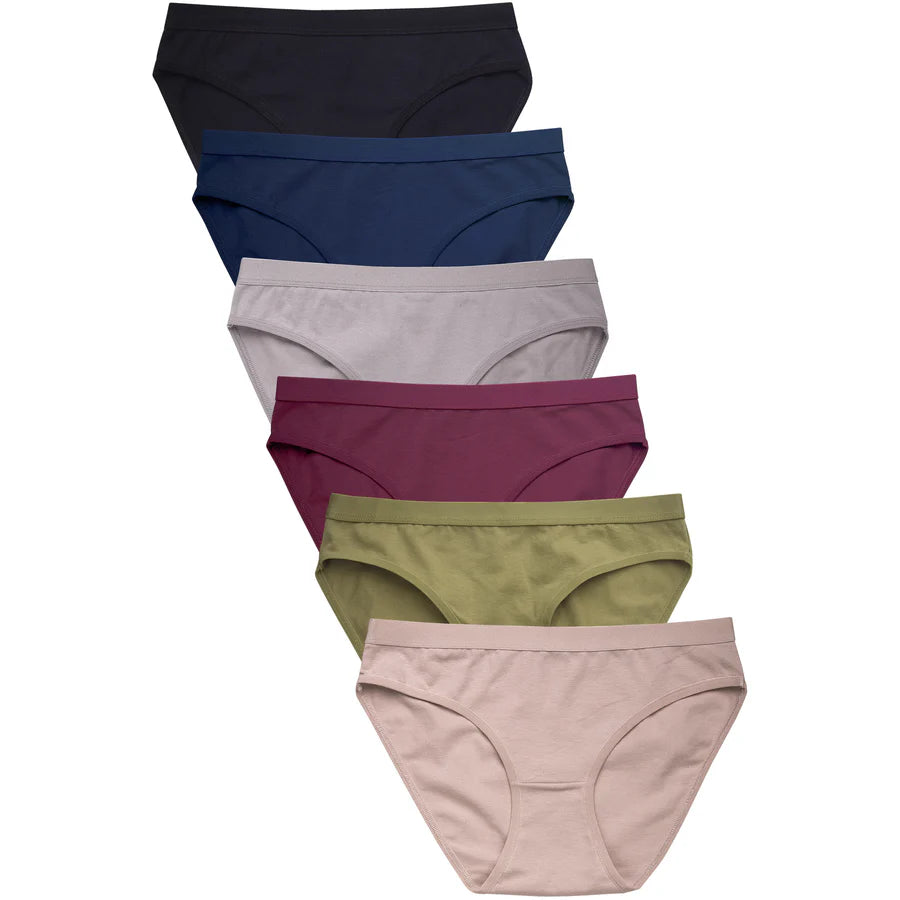 Women's Essentials PACK OF 6 Assorted Blended Fabric Solid or Lace Bikini Panties