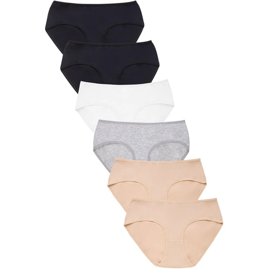 Women's Soft Breathable Cotton Bikini Brief Panties, Pack of 6