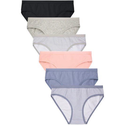 Women's Essentials PACK OF 6 Assorted Blended Fabric Solid or Lace Bikini Panties