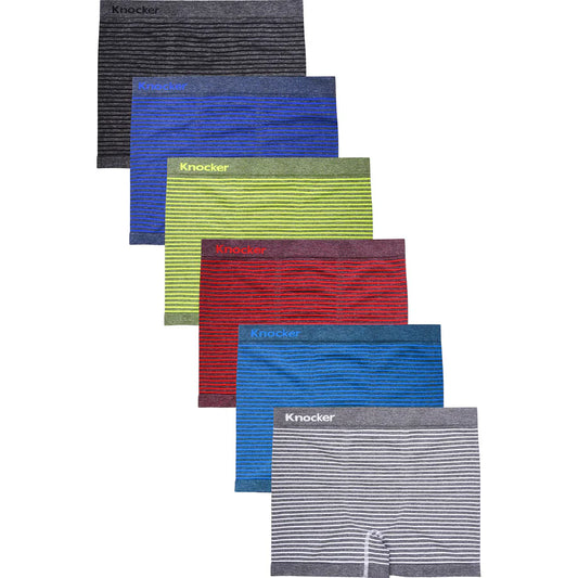 Knocker Men's Seamless Boxer Brief Stretchable Underwear 6 pcs, Assorted Colors